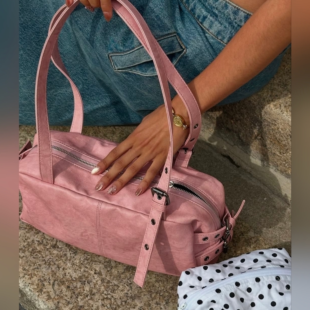 Samo Ondoh Brushed Pink Side Belt Shoulder Bag